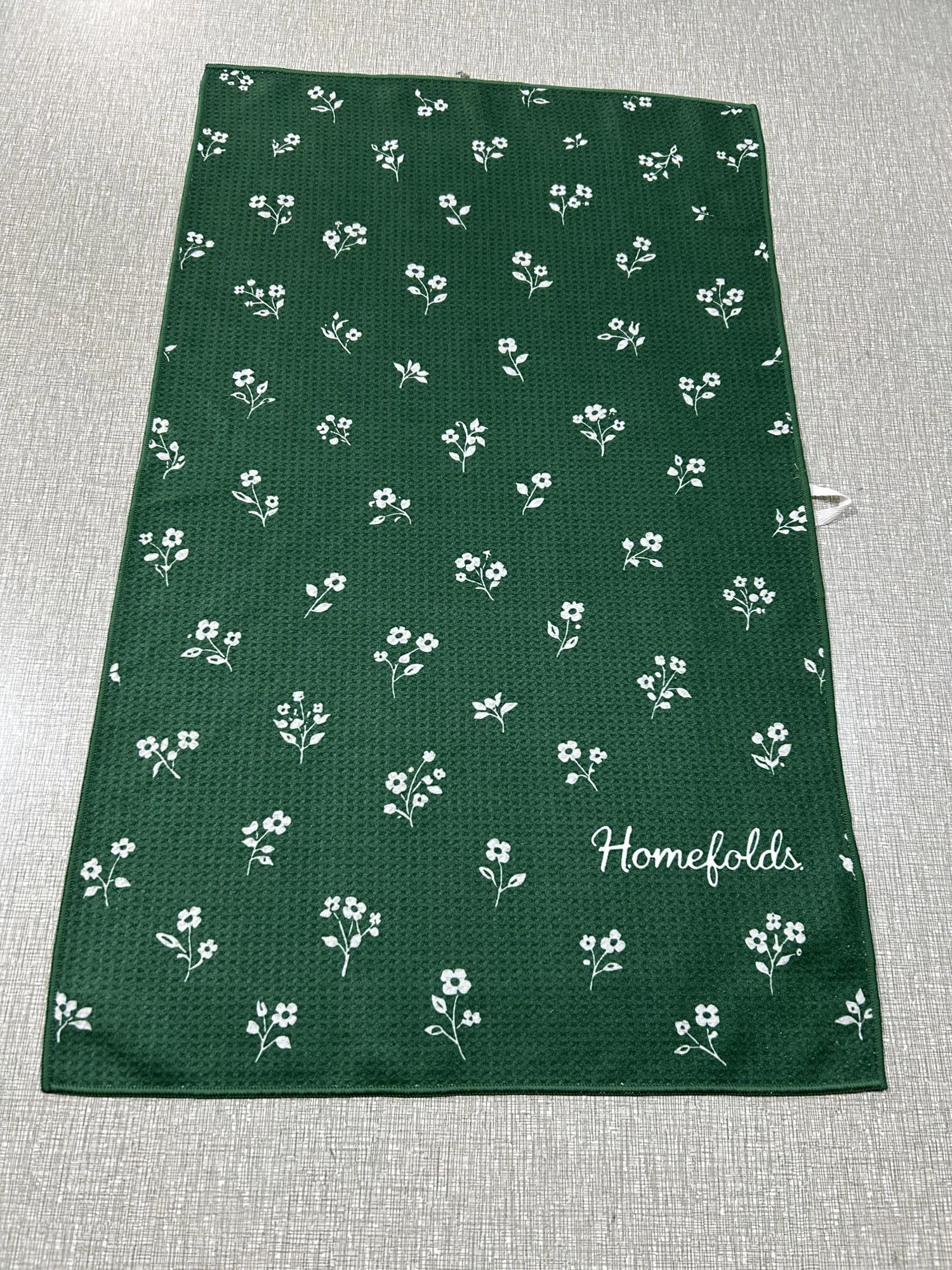 Green floral tea towel